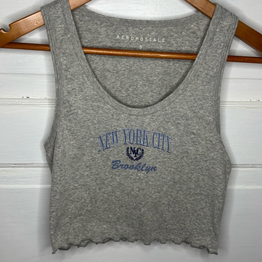 Aeropostale Gray Crop Top with NYC Brooklyn Print
